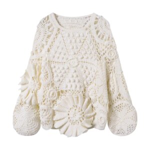 100% Cashmere Women’s Sweater Boho Handmade Top O-Neck Womens Sweaters 2025 Cardigan Crochet Knitting Fashion Crew 0 Neck