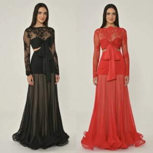 Customized Organza Bow Lace O-Neck A-line Long Dresses Bespoke Occasion Classic Elegant Sizes Available