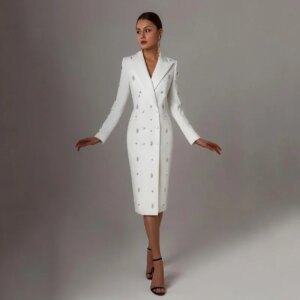 CustomizedBeaded Women Suit Jacket Long Double Breasted Coat Long Plus Size Bride Of Mothe Dress 1 Piece Ladies Business Blazer