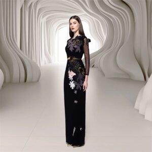 Customized Evening Sexy Casual Jersey Sequined Flower Beading Ruched Clubbing A-line O-Neck Bespoke Occasion Gown Midi Dresses
