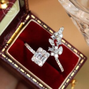 Aazuo Fine Jewelry 18K Pure White Gold Real Diamond 0.45ct Fashion Open Ring Gift For Woman Deluxe Banquet Fashion Jewelry Au750