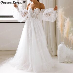 Elegant A line Wedding Dress off shoulder lace applique bride dress robe de mariee A line Wedding Bridal Gown