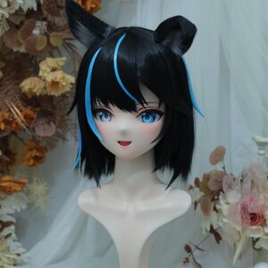 Customize Character Female/Girl Resin Kig Full Head With Lock Anime Cosplay Japanese Anime Kigurumi Mask