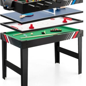 49″ Multi Game Table, 4 in 1 Game Table with Foosball Table, Pool Billiards, Air Hockey & Table Tennis, Complete Combination