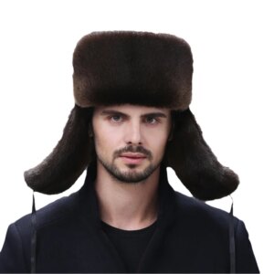 Hot Sale Men’s Winter Fur Hats Real Natural Mink Fur Male Ushanka Bomber Bonnet Warm Fashion Genuine Leather Ski Earflap Beanies