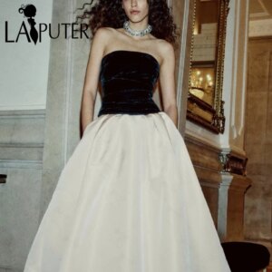 Velvet Bodice A line Evening Dress Off Shoulder Velvet  Puffy Girls Dress Party Strapless Neck Ruched Cute Formal Dress