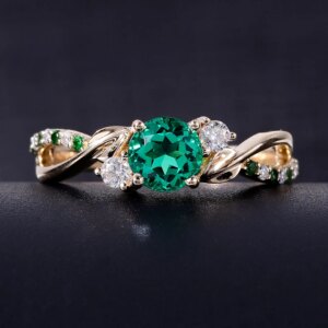 Provence 18K/14K/10K Solid Gold Round Cut Lab Grown Colombian With Round Moissanite Twist Ring For Woman Romantic Party Customiz