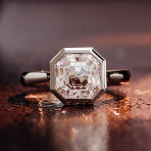 Provence 18K/14K/10K White Gold 3.5ct D Color VVS1 GRA Certified Emerald Cut Moissanite Rings For Women With Little Round Stones