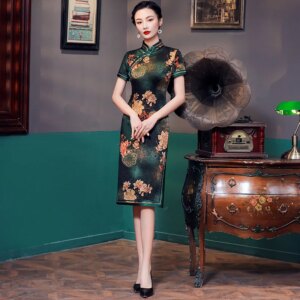 High Quality High-End Real Silk Cheongsam Qipao 2024 New Summer Daily Improved Chinese Style National Dress Women’s