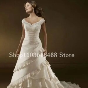 History Victorian Wedding Dresses White Strapless Elegant Applique Ruffle A-Line Floor Length فساتين سهره Customised
