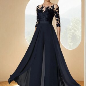 Jumpsuit/Pantsuit Mother of the Bride Dress Formal Wedding Guest Elegant Party Chiffon Lace with Appliques 2025 free customized