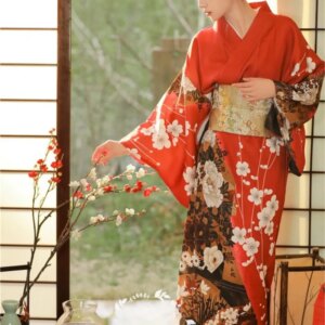 New kimono women and wind formal dress traditional refinement of high-end vintage photo