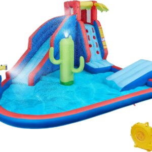Inflatable Water Slide, Blow Up Water Slide Park Castle for Kids Aged 3-10 w/Splash Pool, Water Cannon, Ring Toss, Basketball, S