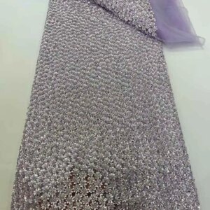 Gold African Heavy Beaded Lace Fabric Nigerian Sequins Groom Lace Fabric Wedding Party Dress Sewing High Quality 5 Yards 2025