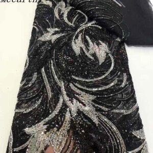 Mccarthy Latest African Sequins Beads Lace Fabric 2025 High Quality Lace Material French Nigerian Lace Fabrics For Women Party