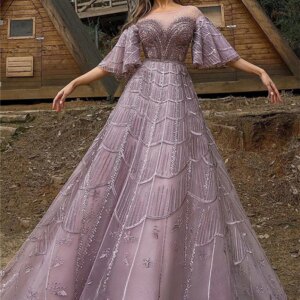 Classic Tulle Evening Gown 2024 Classic Beading Party Dress Elegant Short Floor Length Gowns Vestidos De Novia