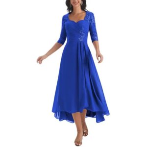 Three Quarter Sleeve Mother Of The Bride Dresses New Mid length Style Slim Fit Formal Party Ruffle Wedding Guest Gowns