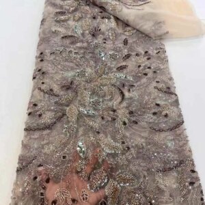 African Beaded Lace Tulle Fabric, Heavy Handmade, Swiss, Sequin Fabric, Nigerian Wedding, Prom Dress, Sew, High Quality, 2025