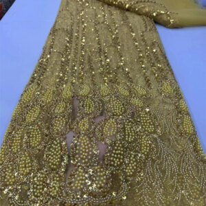 Green New Design Brocade Jacquard Lace Fabric 2024 High Quality African Fabric Lace French Lace Fabric For Women Wedding Dress