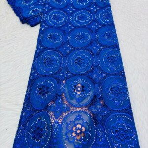 African Lace Fabric 2025 High Quality Nigerian Organza Lace Fabric 5 Yards Fabrics With Rhinestones Embroidered Fabrics A910-1