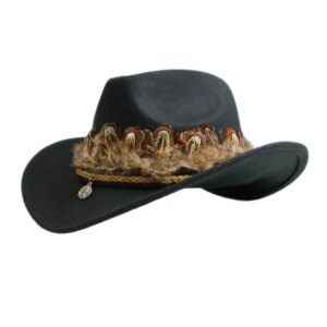 Vintage men’s and women’s woolen cowboy hats with large brims wide for