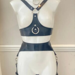 Latex rubber sexy handmade cosplay Latex ring harness