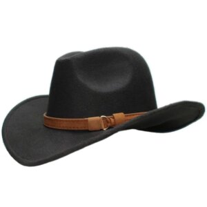 Casual assorted vintage belt cowboy hat with large brim and wide sunshade top