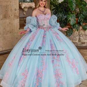 Sweet Customized Stunning Princess 16 Quinceanera Dresses Flower Applique Pearls Crystals Ball Gown Vestido De 15th Anos Lace-Up