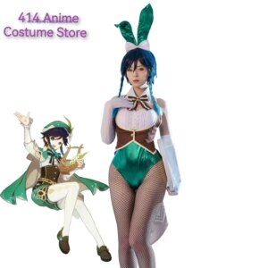 Bunny Girl Venti Cosplay Costume Genshin Impact Venti Bunny Suit Sexy Women Jumpsuit Venti Cosplay Costume