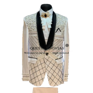 Luxury Groom Wedding Tuxedo Jewelry Beaded Stones Men’s Suits 2-Piece Man Business Outfits Blazer Customized traje de hombre