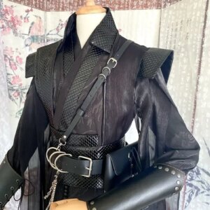 Customized Vintage Gothic Male Carnival Cosplay Costume Oversized Chinese Traditional Hanfu Black Sets Large Size 5XL For Men