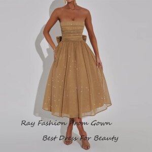 Shiny Evening Dress Vestidos De Fiesta For Sexy Women Formal Organza Party Gowns with Straps A-Line Ankle-length Prom Dresses
