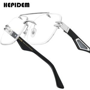HEPIDEM Buffalo Horn Glasses Men 2025 New Luxury Brand Design Rimless Frameless Big Oversize Square Buffs Eyeglasses Frame Women