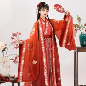 Red Hanfu women’s big sleeve Ru waiwai-qi ancient clothes flowing new Chinese style