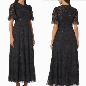 Customized Sexy Casual Lace Applique Sequined Ruched Celebrity A-line High Collar Bespoke Occasion Gown Midi Dresses