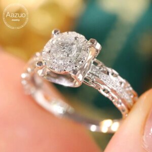 Aazuo Luxury Jewelry 18K Solid Yellow Gold Real Natural Diamonds 0.50ct Ring Gift for Woman Engagement Party Au750