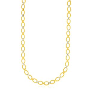 14k TwoTone Gold MultiTextured Oval Link Fancy Necklace