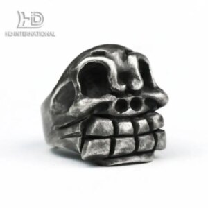 Big tooth skull ring, monster ring, ugly skull ring, brass handmade jewelry