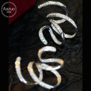 Aazuo Fashion Jewelry 18K Solid White Gold Natrual Diamonds 0.52ct Irregular Lines Stud Earrings Gifted For Women Senior Banquet