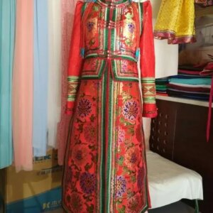 Chinese Mongolia Robe Women Red Dress Wedding Tradition Winter Customized