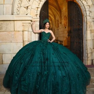 Customized Lace Quinceanera Dresses Princess Sweet 16 Years Girl Birthday Party Dresses With 3D Flowers Vestidos De Quinceañera