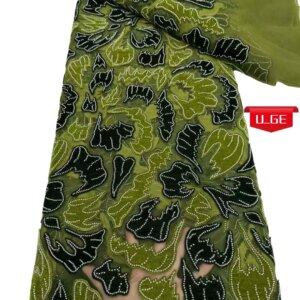 2025 Latest Delicate Best Quality Soft Embroidered Velvet lace With Stones fabric For Wedding Evening Dresses U_Ge5898