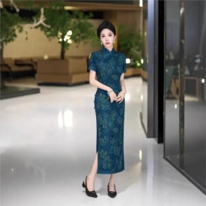 Cheongsam new Chinese female sense of daily national style dress temperament long