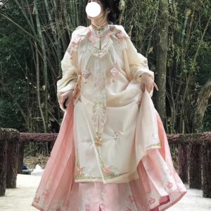 Hanfu women skirt heavy embroidery shoulder stand collar shirt