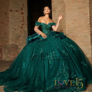 Ball Gown Quinceanera Dres Appliques Lace Beaded Corset Sweet 16 Gowns Glitter Off Shoulder Customized Vestidos De 15 XV Años