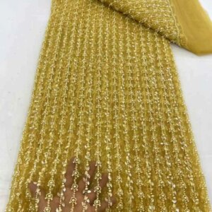 2025 African Beads Lace Fabric Nigerian Latest High Quality Lace Fabric With Sequins Tulle Sewing Guipure Embroidery Dresses