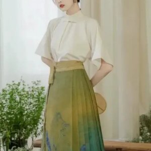 New Chinese Style Dress Light and Thin Hanfu Qianli Jiangshan Horse Face Skirt