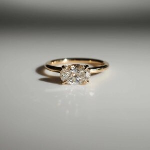 Solitaire East West 1.50 Ct Engagement Ring Lab Grown Oval Diamond Yellow Gold Wedding Ring Fine Bridle Ring
