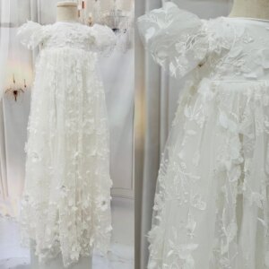 Cute Lace Baby Christening Gowns Appliques Floral Beads Girls Baptism Customized Newborn Kids Birthday First Communion Dresses