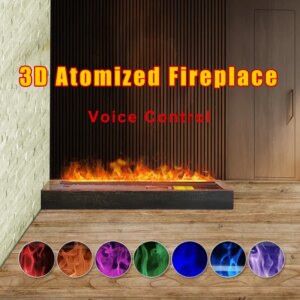 Smart Home 3D Atomized Fireplace Intelligent Embedded Voice Control With LED Colorful Flame Indoor Room TV Stand Decoration